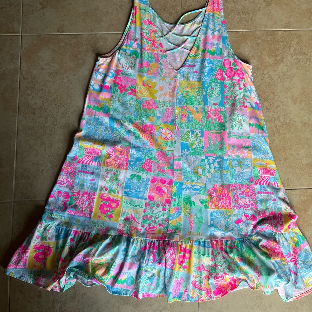 Lilly Pulitzer swing patchwork dress, state of mind, size xl
